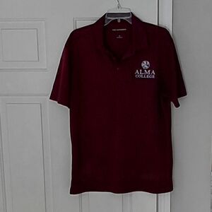 Alma College Maroon Polo Port Authority Poly Mens Shirt Size Medium